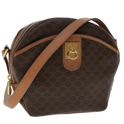 Luxury CELINE Macadam Canvas Shoulder Bag PVC Leather Brown  ar9832