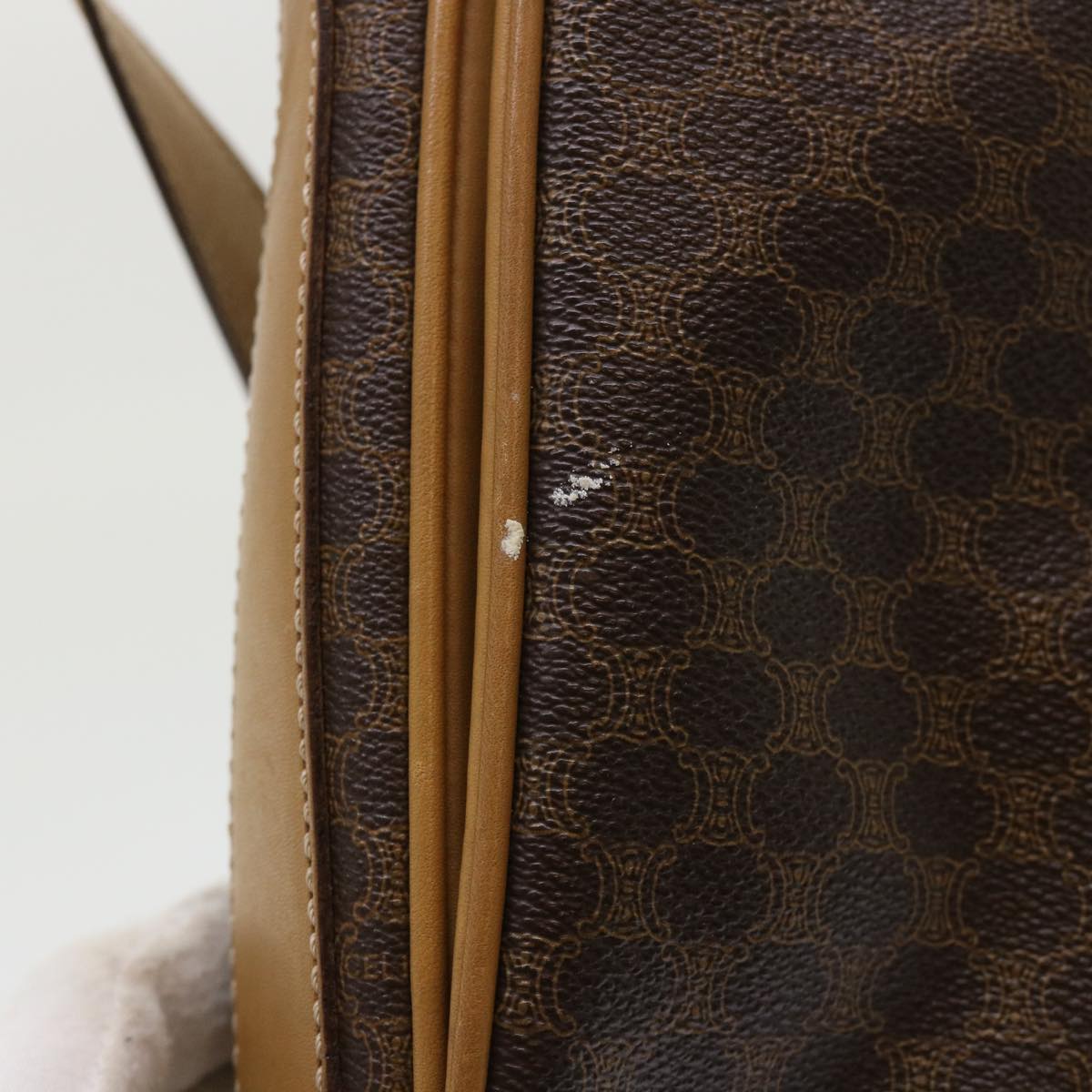 Luxury CELINE Macadam Canvas Shoulder Bag PVC Leather Brown  ar9883B