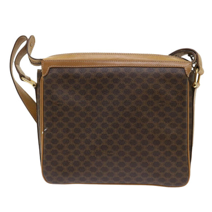 Luxury CELINE Macadam Canvas Shoulder Bag PVC Leather Brown  ar9883B