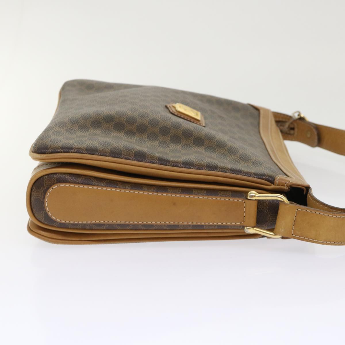 Luxury CELINE Macadam Canvas Shoulder Bag PVC Leather Brown  ar9883B