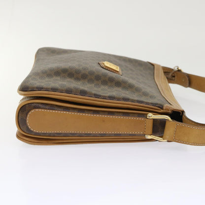 Luxury CELINE Macadam Canvas Shoulder Bag PVC Leather Brown  ar9883B