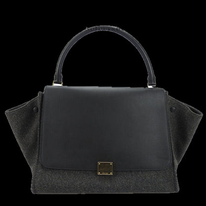 CELINE Handbag Leather, Wool black Trapeze Women