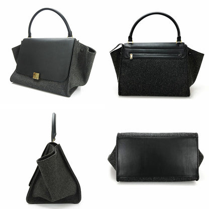 CELINE Handbag Leather, Wool black Trapeze Women