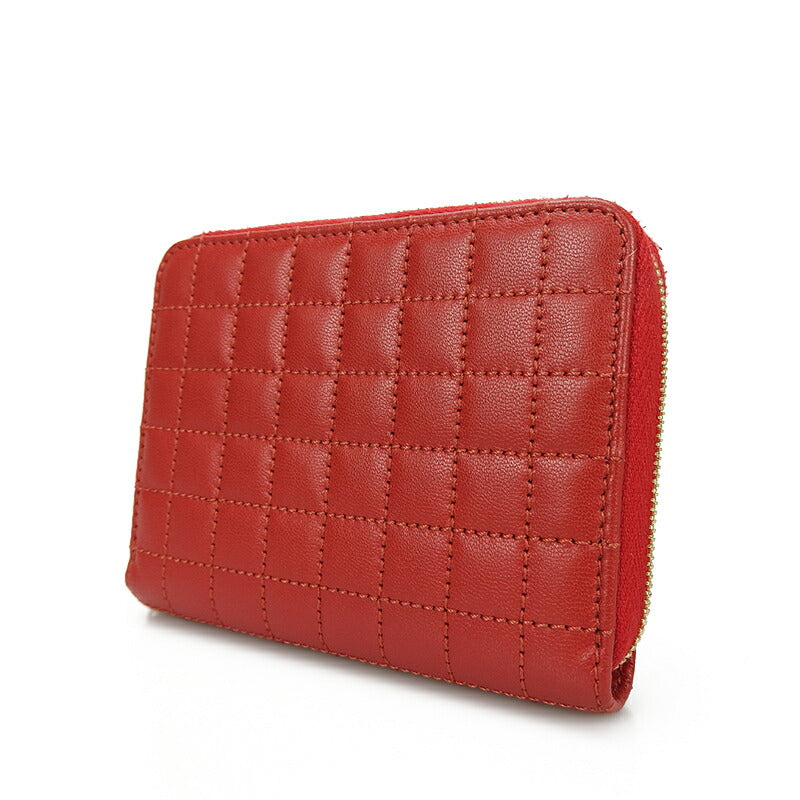 CELINE Card Case 10B663BFL leather Red C charm Women