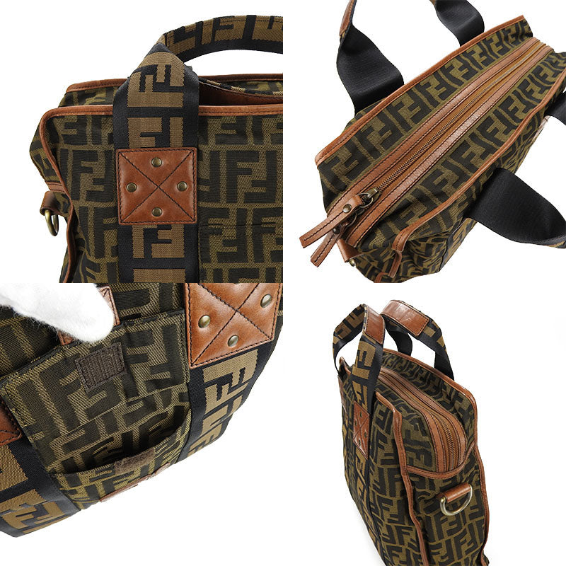 FENDI Handbag 7VA158 Canvas, Leather Brown Zucca Women