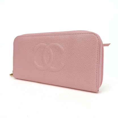 CHANEL Long Wallet Purse Caviar skin pink