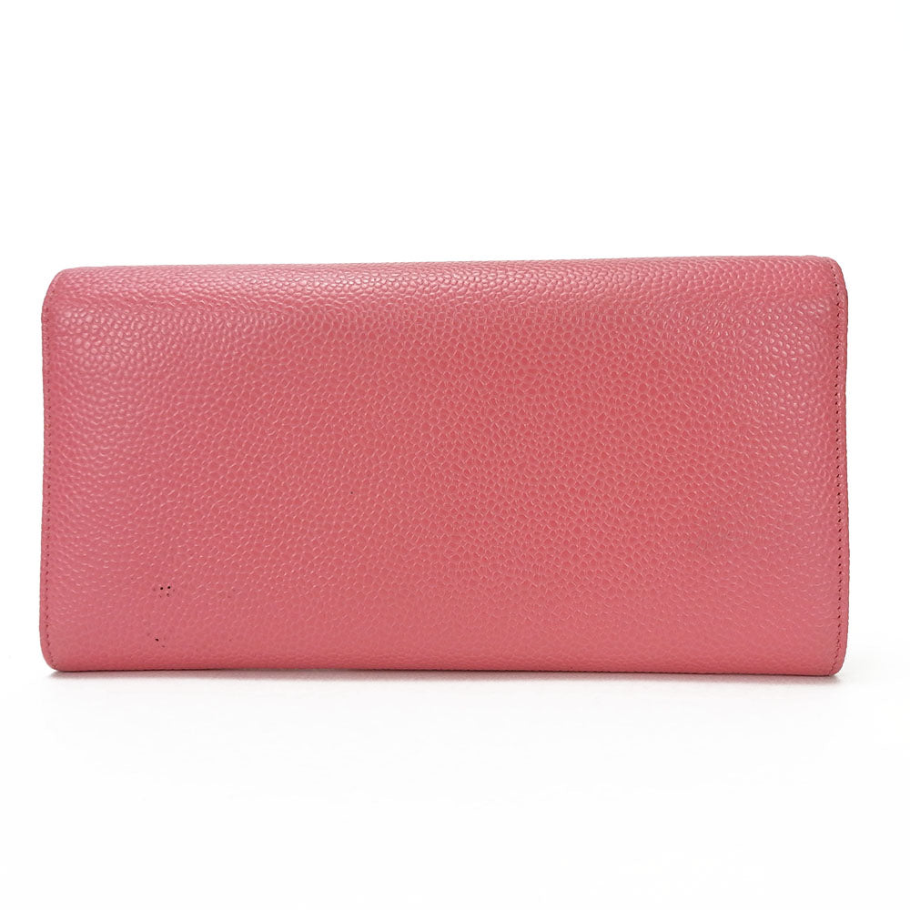 CHANEL Long Wallet Purse Caviar skin pink COCO Mark
