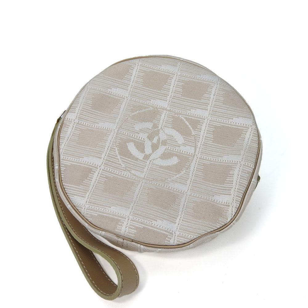 CHANEL Pouch Jacquard nylon beige New travel line Women