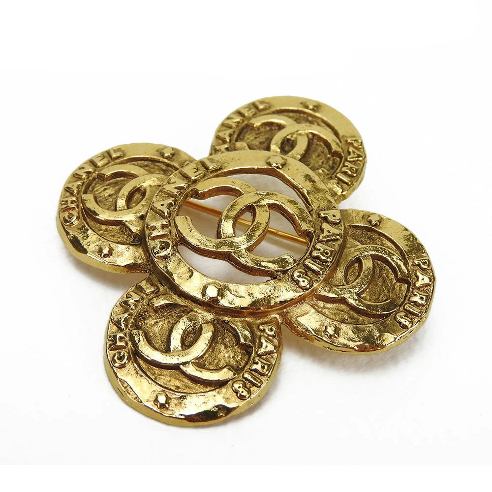 CHANEL Brooch metal gold COCO Mark Women
