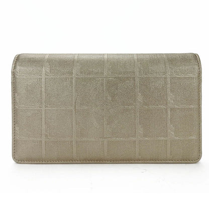 CHANEL Long Wallet Purse Jacquard nylon gold New travel line