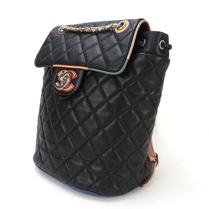 CHANEL Backpack lambskin black Matrasse Women