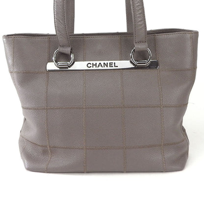 CHANEL Tote Bag Caviar skin, soft caviar skin gray Chocolate bar Women