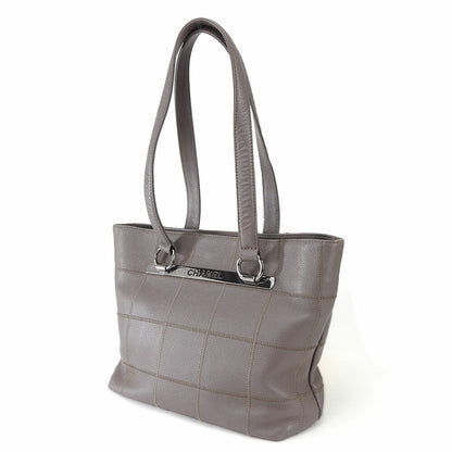 CHANEL Tote Bag Caviar skin, soft caviar skin gray Chocolate bar Women