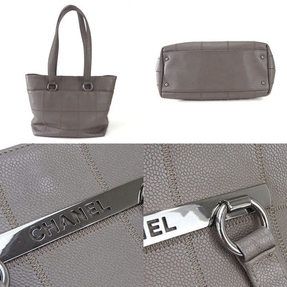 CHANEL Tote Bag Caviar skin, soft caviar skin gray Chocolate bar Women