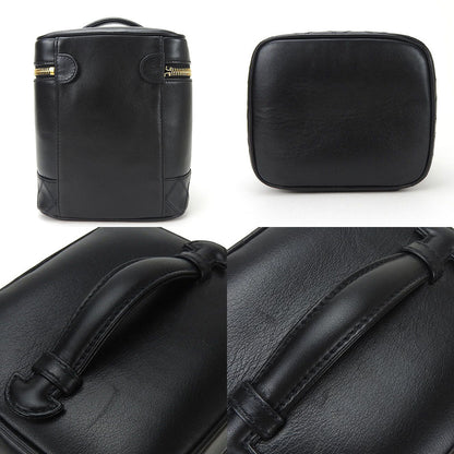 CHANEL Cosmetics Pouch leather black Bicolole Vanity Women