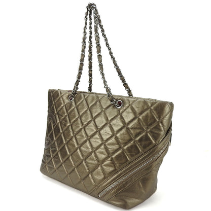 CHANEL Tote Bag leather Bronze type Cambon line