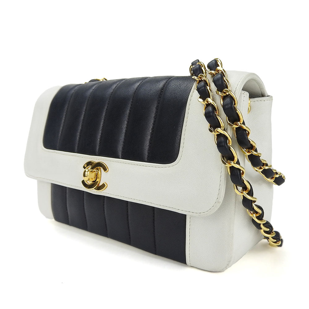 CHANEL Shoulder Bag lambskin white Mademoiselle