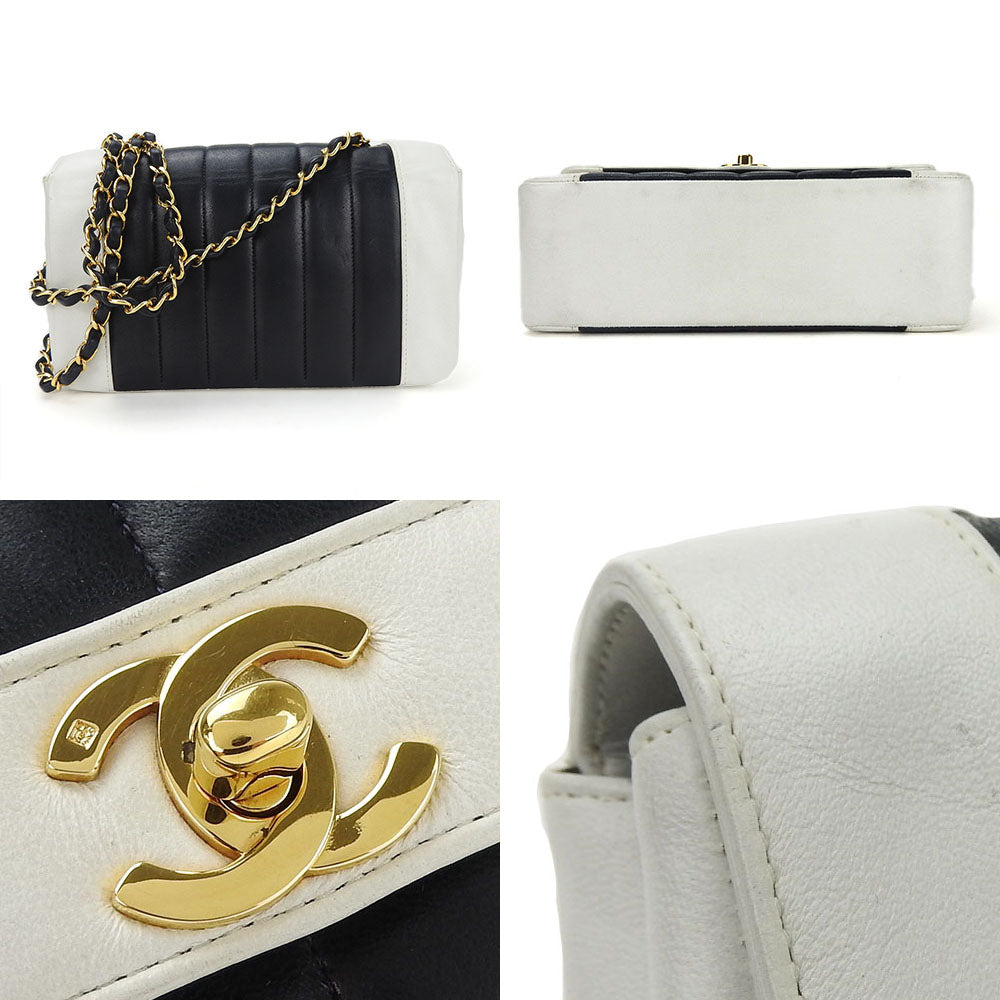 CHANEL Shoulder Bag lambskin white Mademoiselle