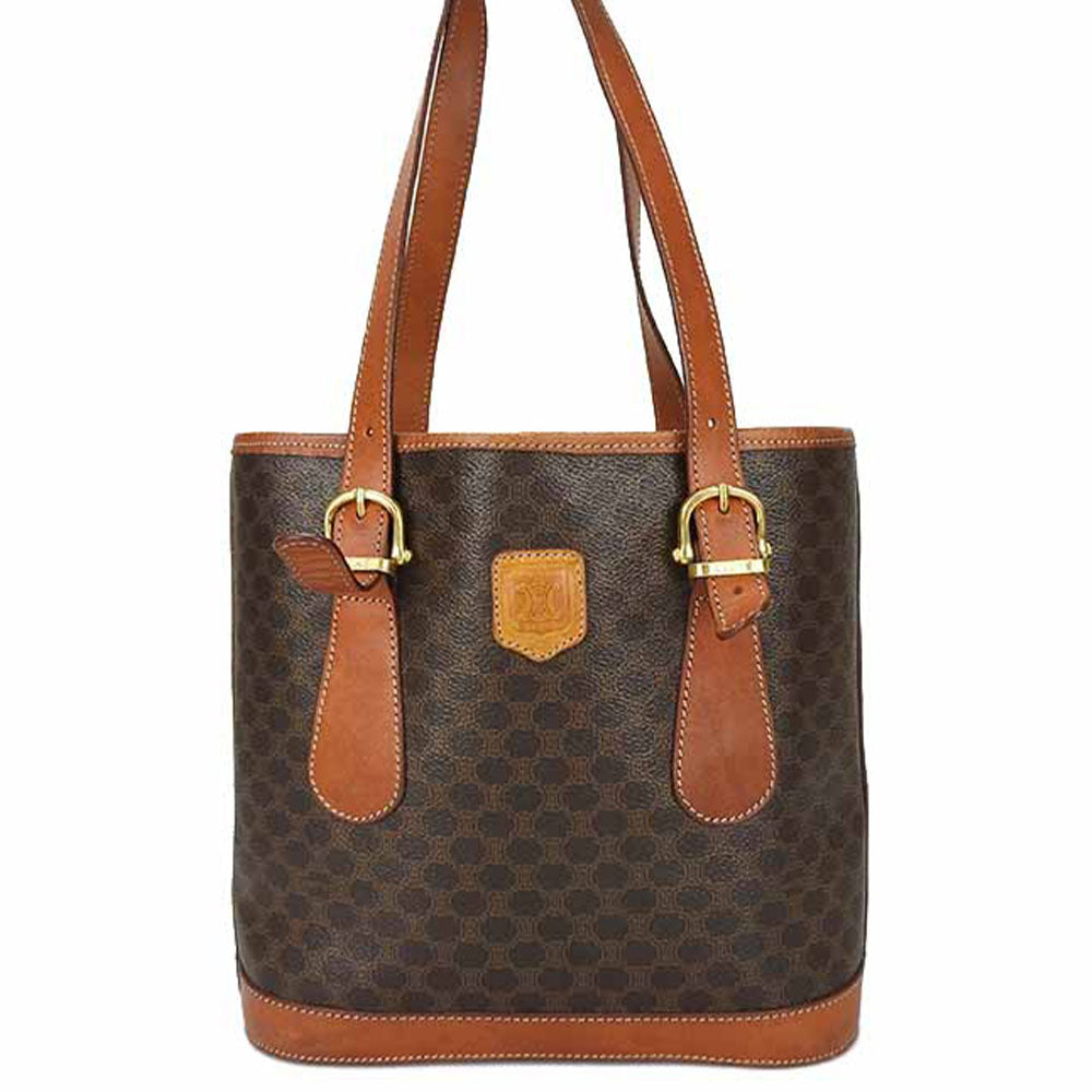 CELINE Tote Bag PVC, Leather Brown Macadam Women
