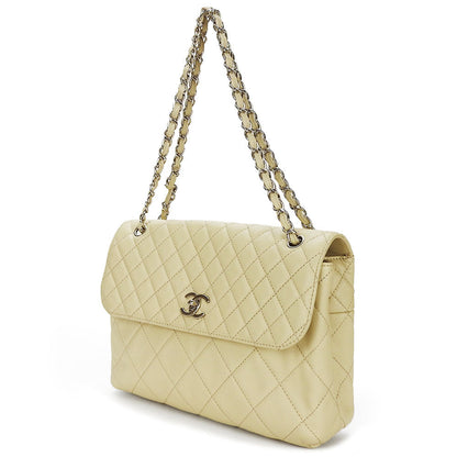CHANEL Shoulder Bag Calfskin beige Matrasse large