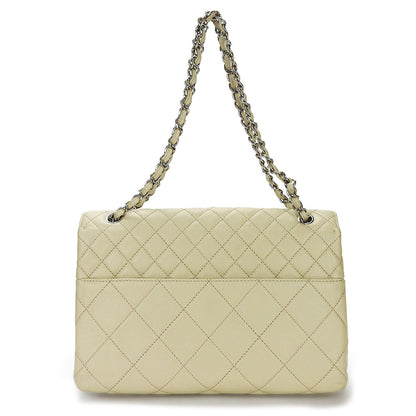 CHANEL Shoulder Bag Calfskin beige Matrasse large