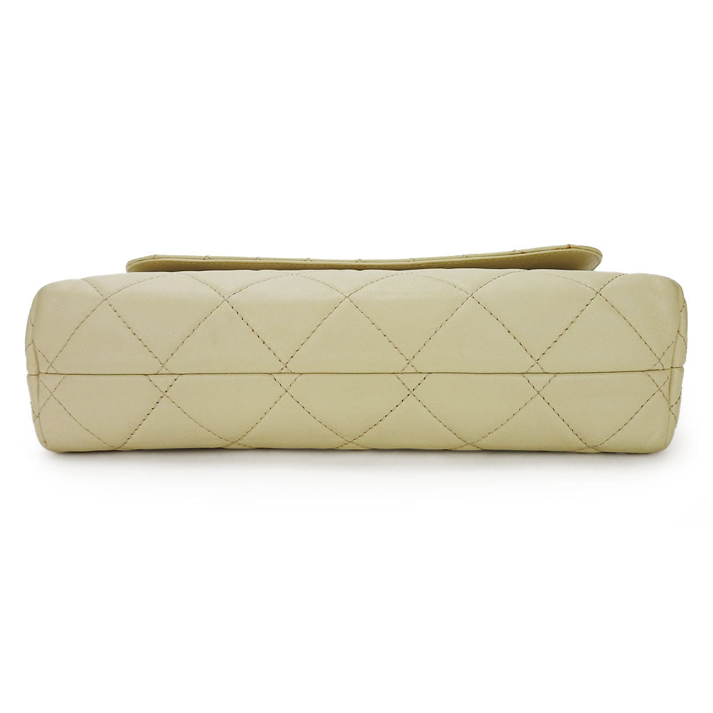 CHANEL Shoulder Bag Calfskin beige Matrasse large