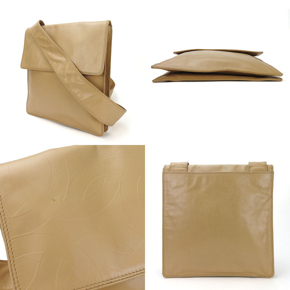 CHANEL Shoulder Bag leather beige Women
