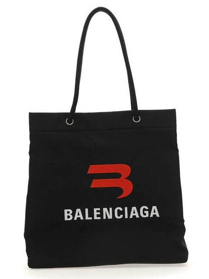 Luxury Balenciaga Trending 2025 Explorer Embroidered Logo Tote Bag Black