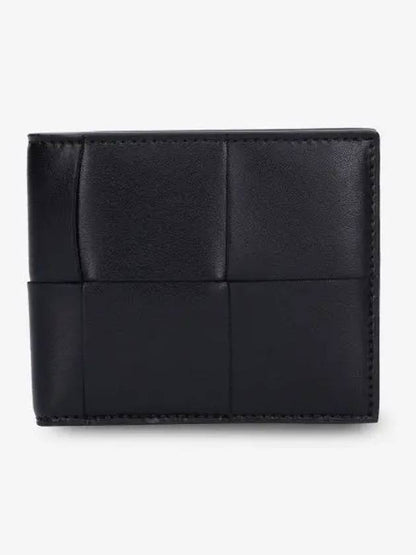 Luxury Bottega Veneta Intrecciato Cassette Half Wallet Black