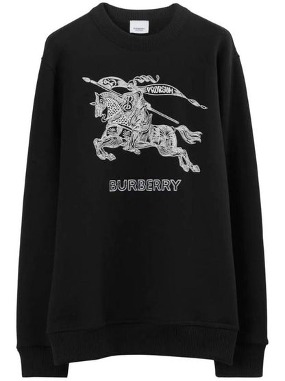 Luxury Burberry Embroidered EKD Logo Sweatshirt Black