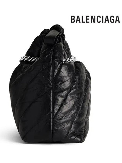Luxury Balenciaga Trending 2025 Crush Embellished Logo Quilted Leather Tote Bag Black