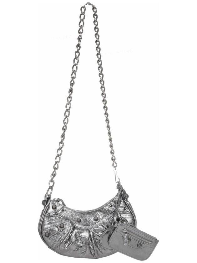 Luxury Balenciaga Trending 2025 WoMen's Le Cagole XS Chain Metal Shoulder Bag Silver