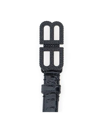 Luxury Balenciaga Trending 2025 BB Hourglass Leather Belt Black