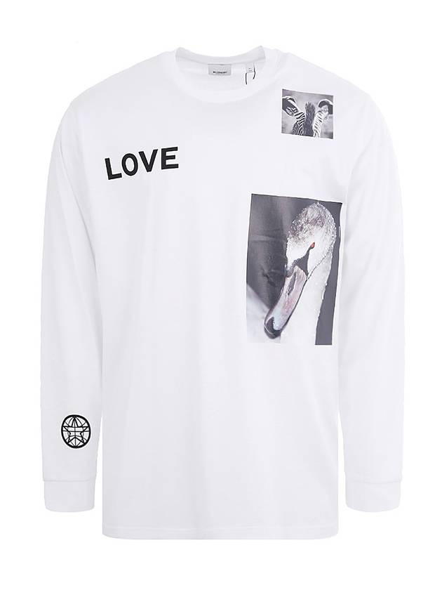 Luxury Burberry Men's Alphabet Print Long Sleeve T-Shirt White