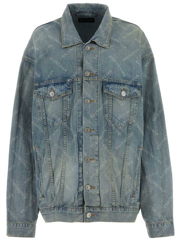 Luxury Balenciaga Trending 2025 Logo Print Denim Jacket Blue