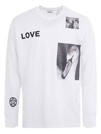 Luxury Burberry Men's Alphabet Print Long Sleeve T-Shirt White