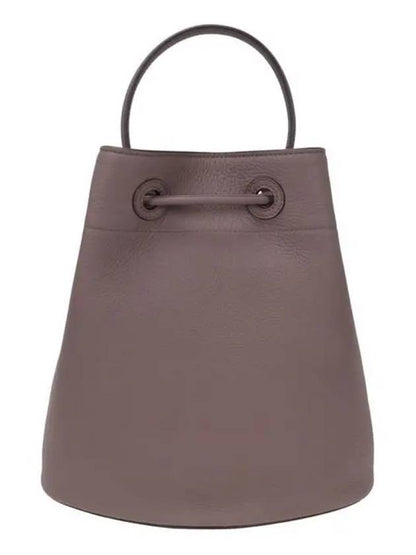 Luxury Burberry WoMen's Grainy Leather Small TB Bucket Bag Light Saddle Brown