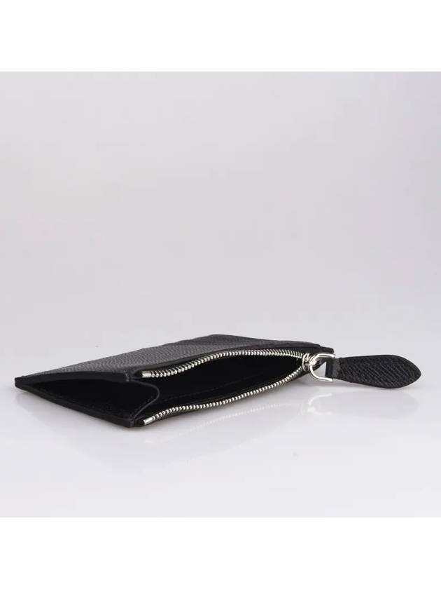Luxury Burberry TB Logo Zipper Calfskin Card Wallet Black