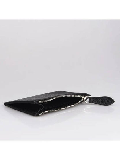 Luxury Burberry TB Logo Zipper Calfskin Card Wallet Black