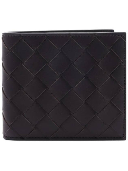 Luxury Bottega Veneta Intrecciato Leather Half Wallet Brown