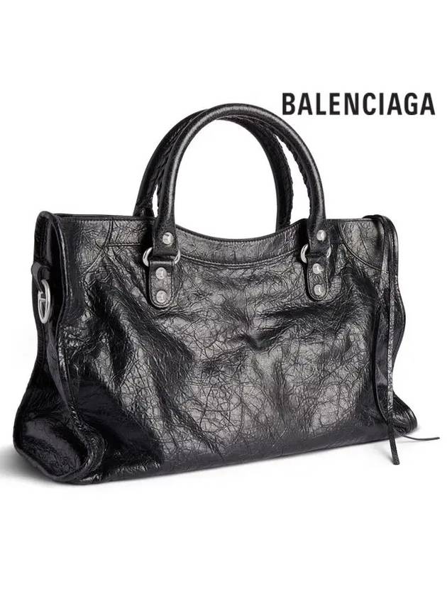 Luxury Balenciaga Trending 2025 Le City Medium Leather Tote Bag Black