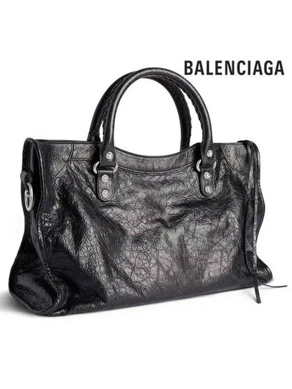 Luxury Balenciaga Trending 2025 Le City Medium Leather Tote Bag Black