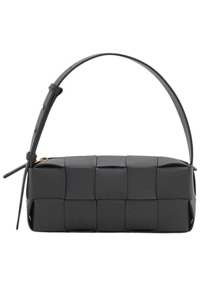 Luxury Bottega Veneta Brick Cassette Intrecciato Small Shoulder Bag Black