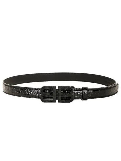 Luxury Balenciaga Trending 2025 BB Hourglass Leather Belt Black