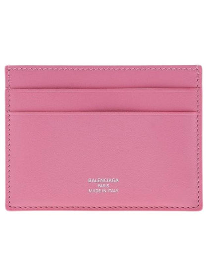 Luxury Balenciaga Trending 2025 Logo Calfskin Card Wallet Pink
