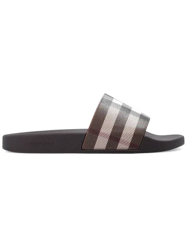 Luxury Burberry Check Print Slide Slippers Brown