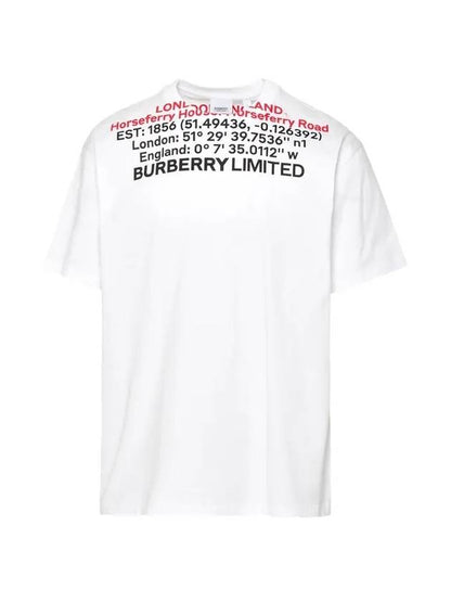 Luxury Burberry Location Short Sleeve T-Shirt White