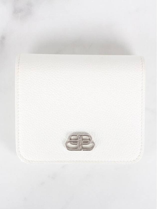Luxury Balenciaga Trending 2025 BB silver bi fold wallet white