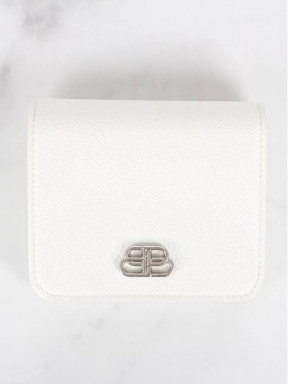 Luxury Balenciaga Trending 2025 BB silver bi fold wallet white