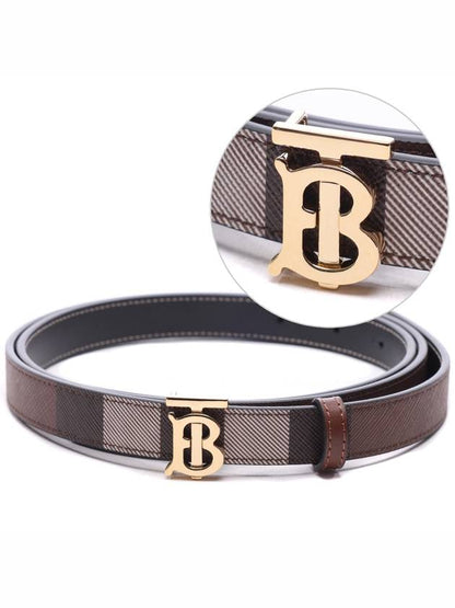 Luxury Burberry Reversible Checked Leather Belt Dark Birch Brown